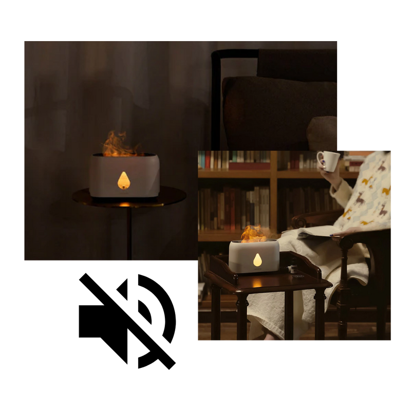 Luftbefeuchter mit Flammeneffekt