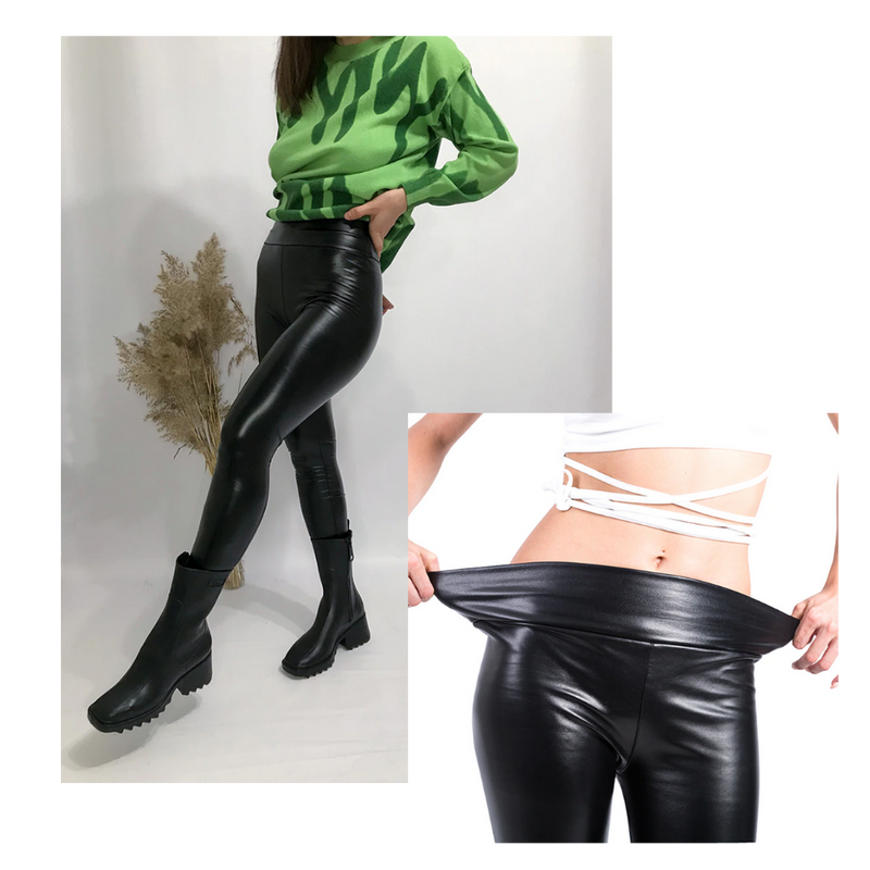 Hochtaillierte Hose aus Kunstleder