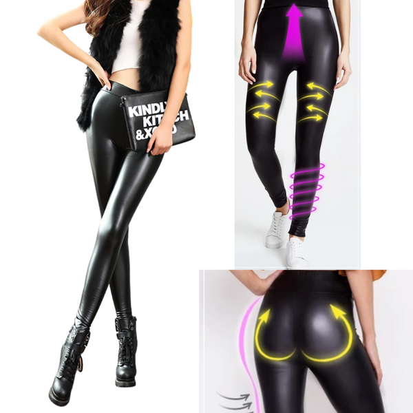 Hochtaillierte Hose aus Kunstleder