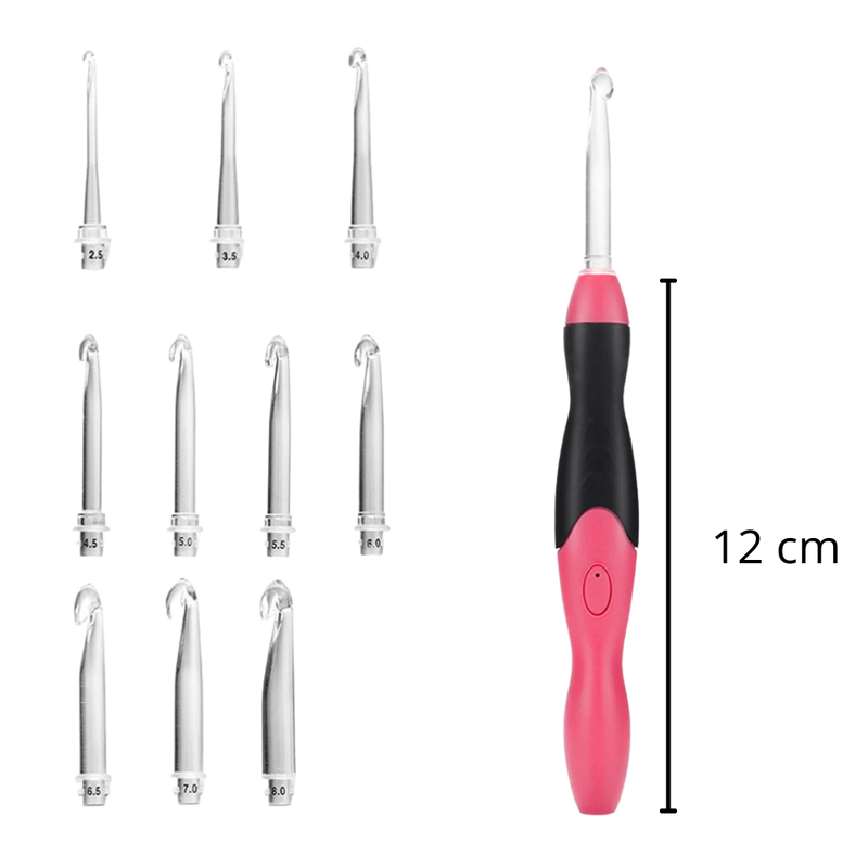 Set mit ergonomischen LED-Häkelnadeln