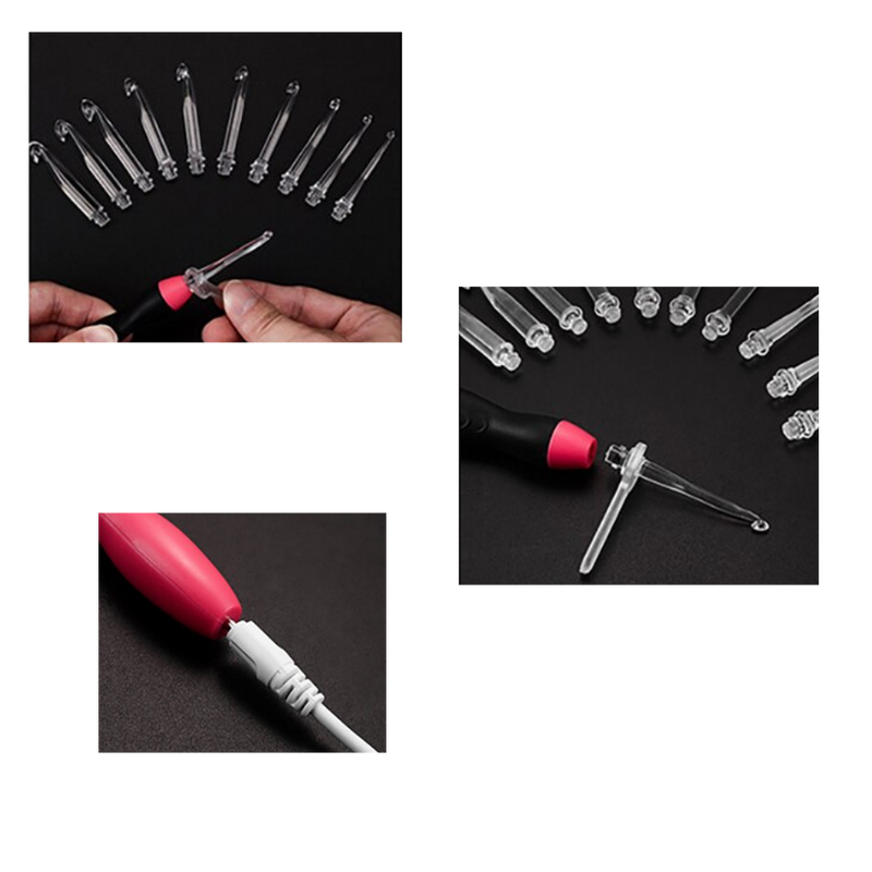 Set mit ergonomischen LED-Häkelnadeln