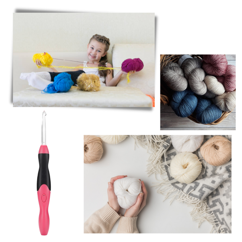 Set mit ergonomischen LED-Häkelnadeln