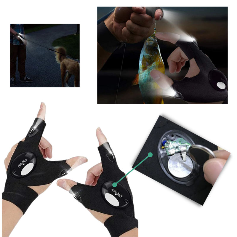 Ein Paar LED-Handschuhe mit wasserdichten Lichtern
