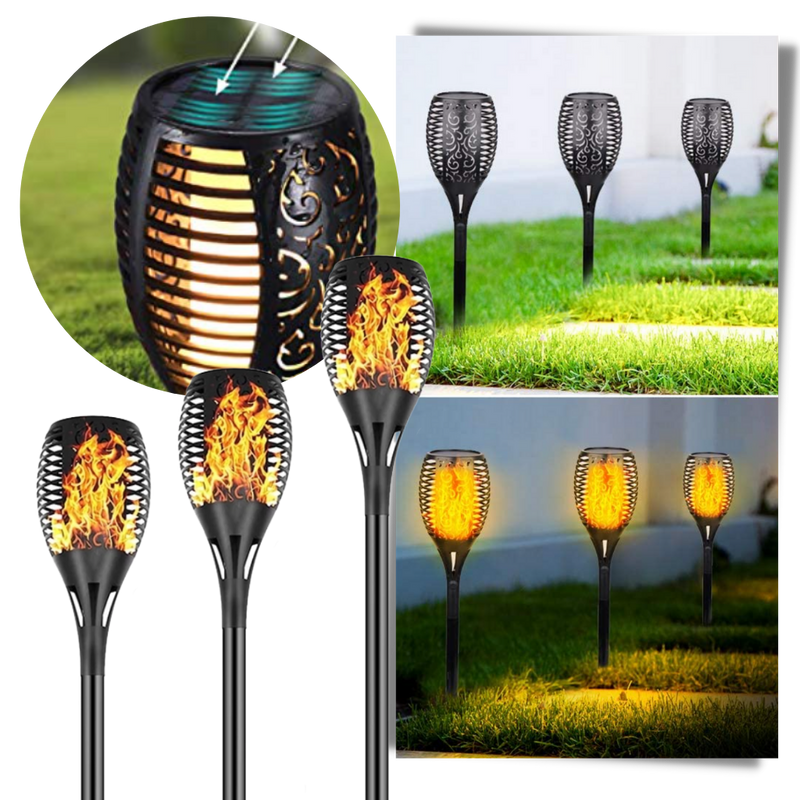 LED Solar Lampe mit flackernder Flamme
