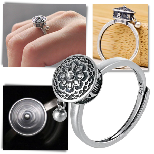 Spinnender buddhistischer Mantra-Ring für Frauen