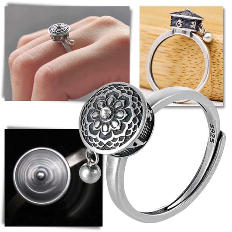 Spinnender buddhistischer Mantra-Ring für Frauen