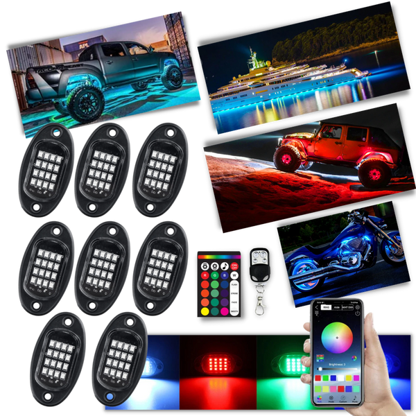 Packung mit 8 RGB-Leuchten für Fahrzeuge