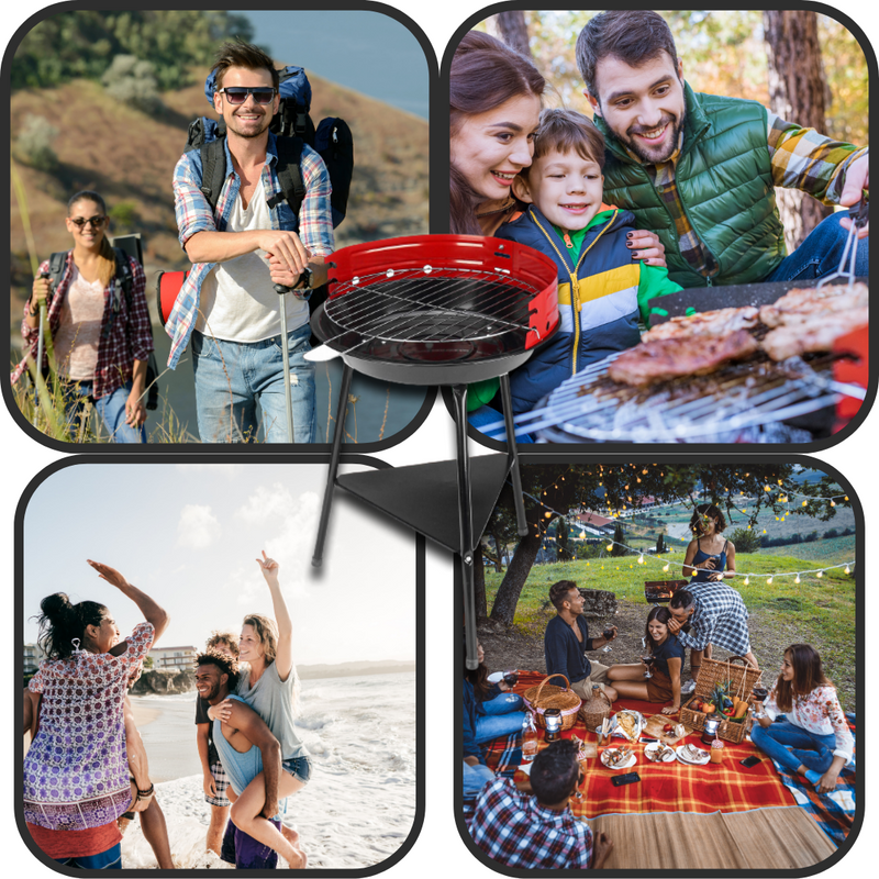 TRAGBARER RUNDER BBQ-HOLZKOHLEGRILL