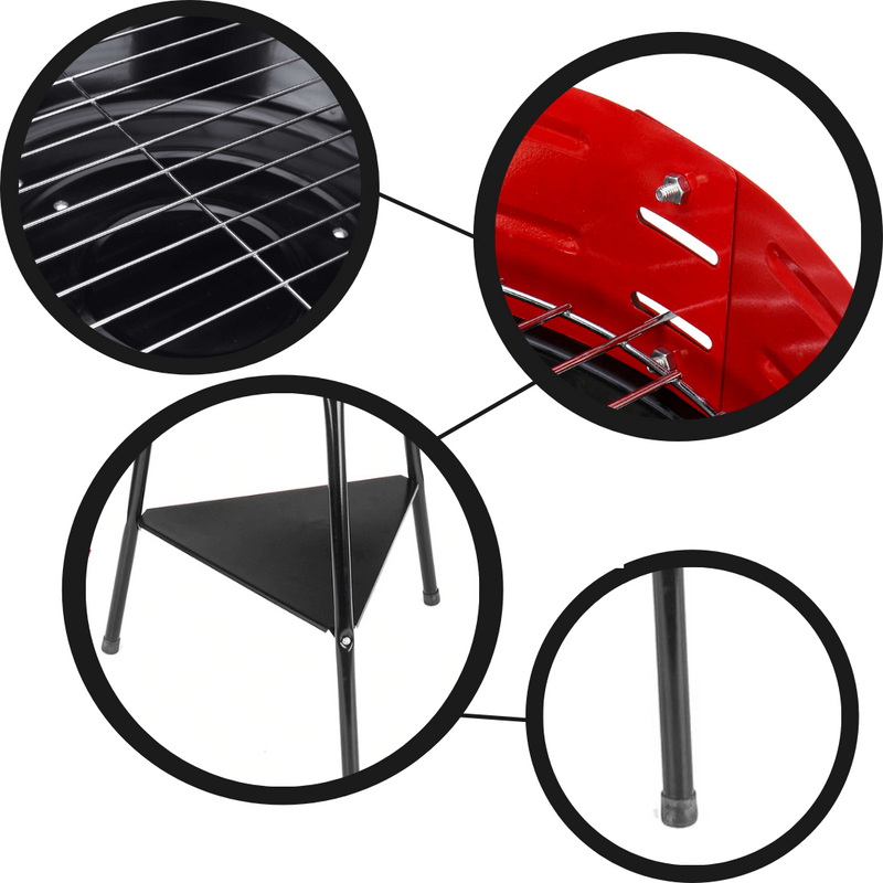 TRAGBARER RUNDER BBQ-HOLZKOHLEGRILL