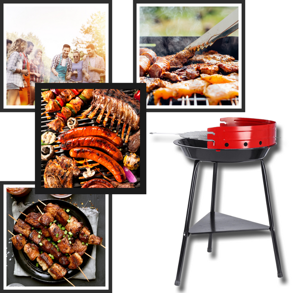 TRAGBARER RUNDER BBQ-HOLZKOHLEGRILL