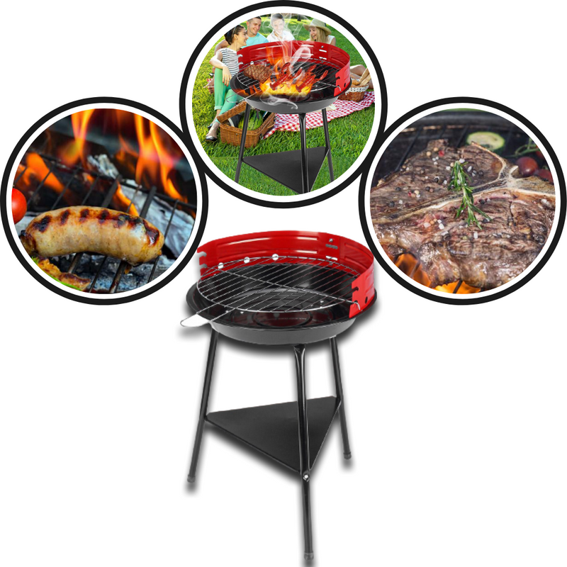 TRAGBARER RUNDER BBQ-HOLZKOHLEGRILL