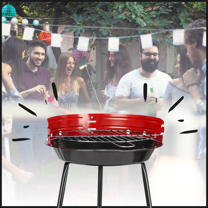 TRAGBARER RUNDER BBQ-HOLZKOHLEGRILL