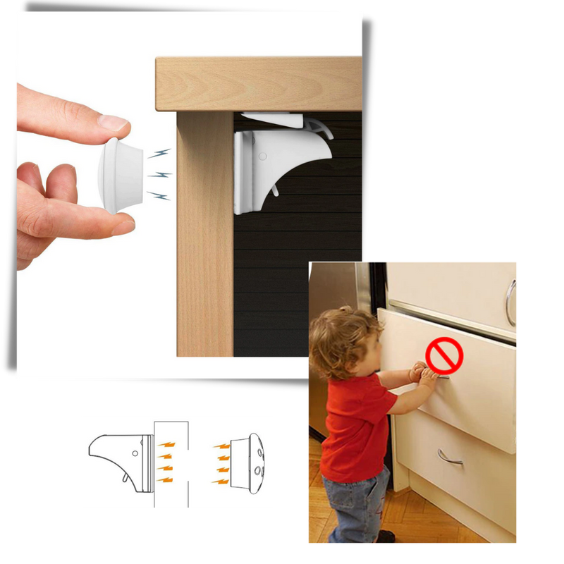 Packung mit 4 magnetischen Kindersicherheits-Schrankschlössern