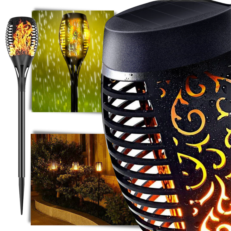 LED Solar Lampe mit flackernder Flamme