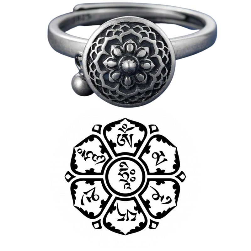 Spinnender buddhistischer Mantra-Ring für Frauen