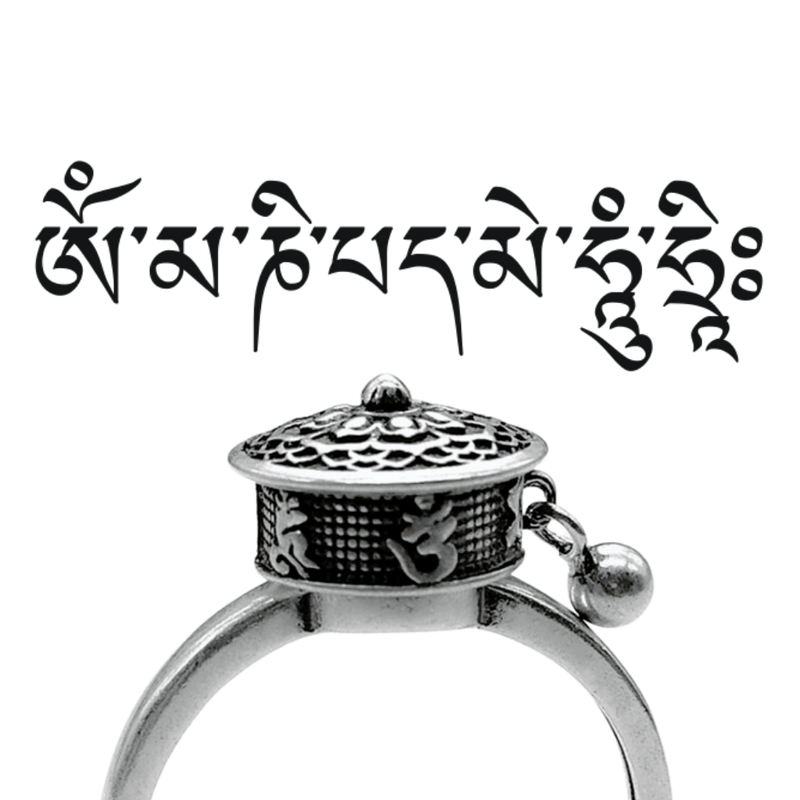 Spinnender buddhistischer Mantra-Ring für Frauen