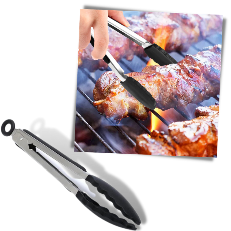 Edelstahl-Grillzange mit Silikongriff