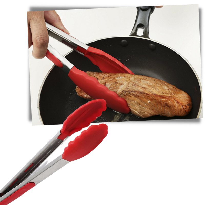 Edelstahl-Grillzange mit Silikongriff