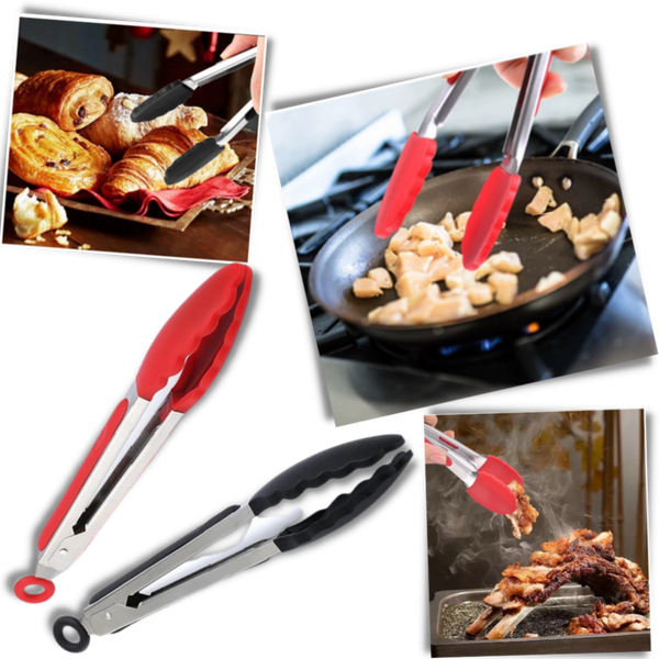 Edelstahl-Grillzange mit Silikongriff