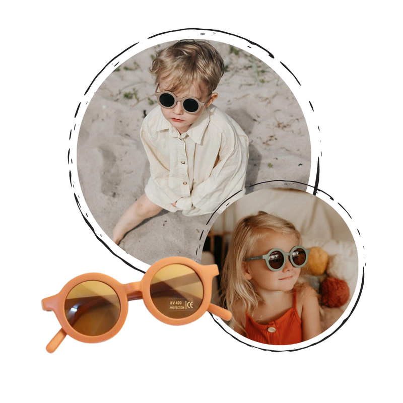 Vintage Runde Kindersonnenbrille für 1 bis 5 Jahre