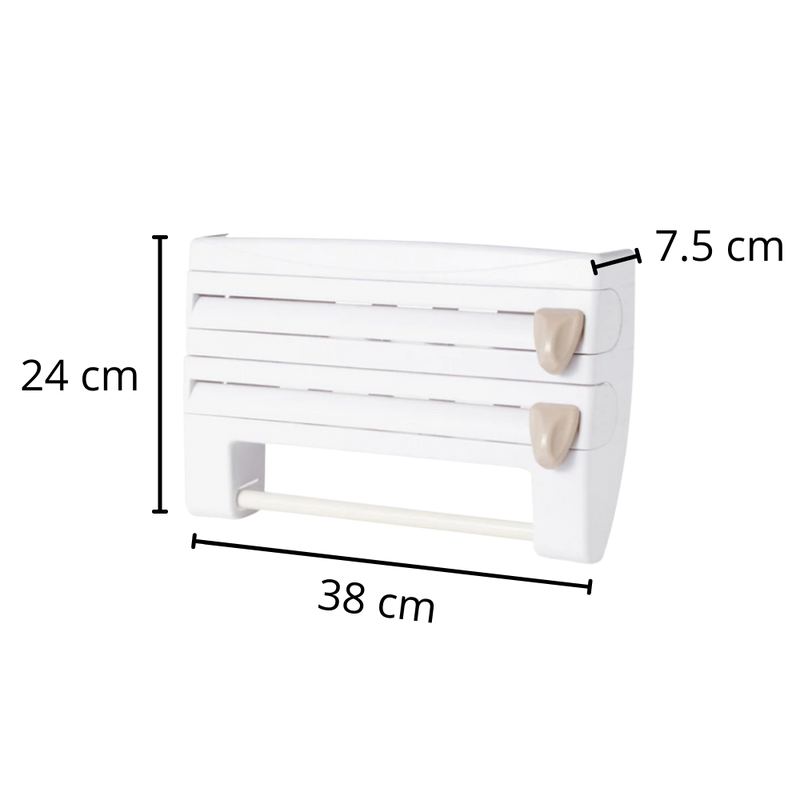 4-in-1-Wandhalter für Kunststofffolien und Papierhandtücher