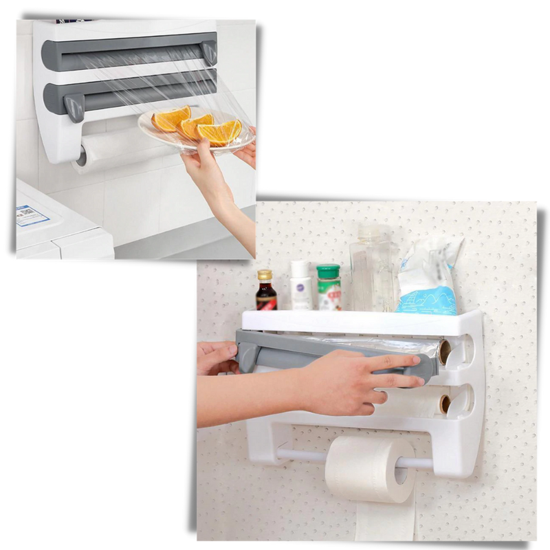 4-in-1-Wandhalter für Kunststofffolien und Papierhandtücher